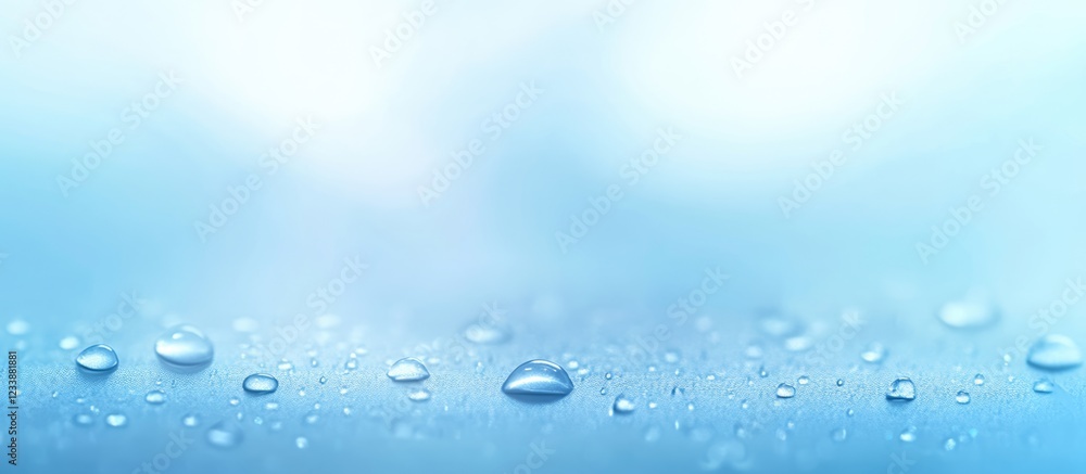 Aufkleber close-up of water droplets on a blue background with soft focus and copy space for text placement
