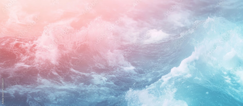 Aufkleber abstract background of ocean waves with pink and blue hues and soft cloud patterns copy space
