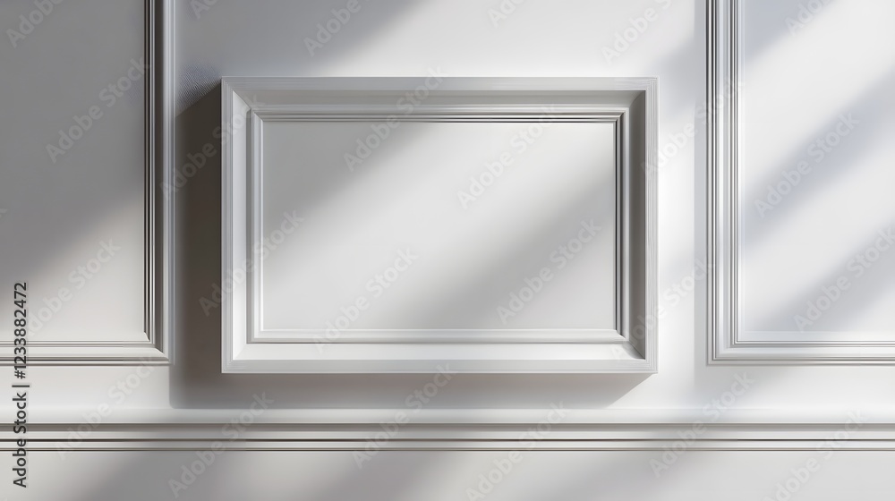 Aufkleber Elegant and minimalist interior design featuring a clean  modern wall with framed architectural elements  geometric patterns