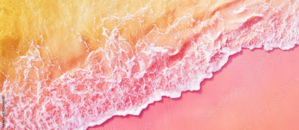 Poster colorful ocean wave pattern with yellow and pink gradient tones and texture copy space