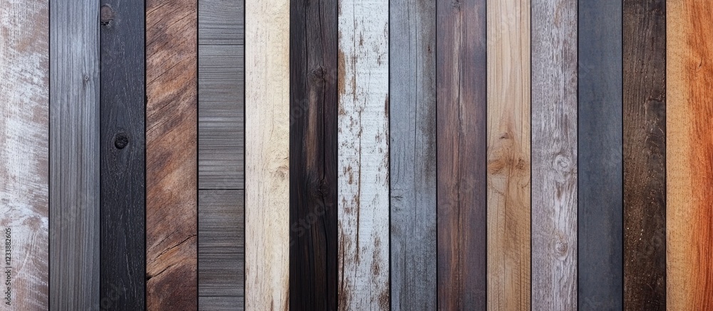 Poster wooden plank background with various textures and colors featuring copy space for text