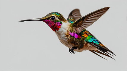 Obraz premium Vibrant Hummingbird in Mid-Flight on Transparent Background