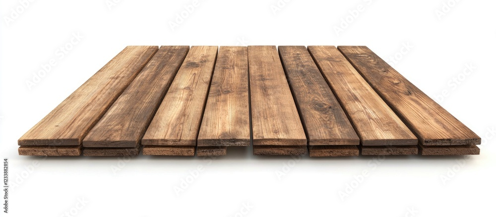 Poster wooden planks arranged in parallel on a white background with copy space for text placement