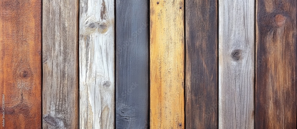 Aufkleber wooden planks background with different textures and colors including copy space for text placement
