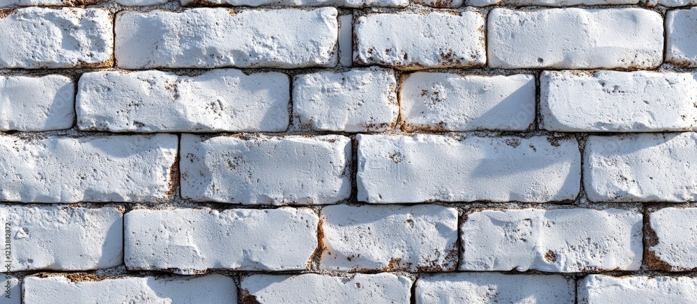 Poster white brick wall with texture and shadows featuring copy space for text placement