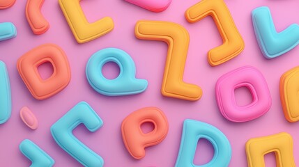 Fototapeta premium Colorful Foam Letters on a Pink Background