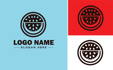 Watermelon icon Red fruit Melon Fruit flat logo sign symbol editable vector