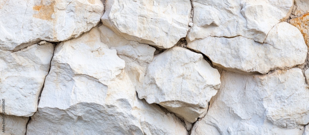 Aufkleber white textured rock wall background with cracks and irregular shapes suitable for various design app