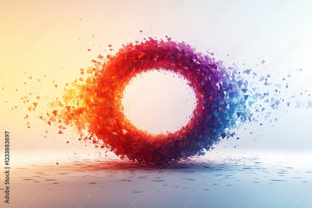 Poster abstract colorful explosion: a vibrant 3d render of shattering geometric forms
