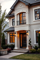 Luxury Home Exterior: Modern Architectural Design, Elegant Facade, and Landscaping