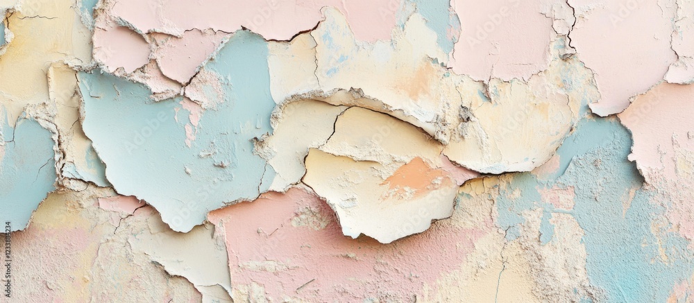 Aufkleber peeling paint texture in pastel colors with visible cracks and layers on a wall surface ideal for ba