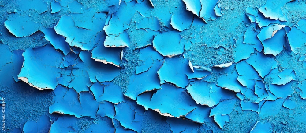 Aufkleber blue peeling paint texture on wall surface with abstract patterns and color contrasts suitable for b