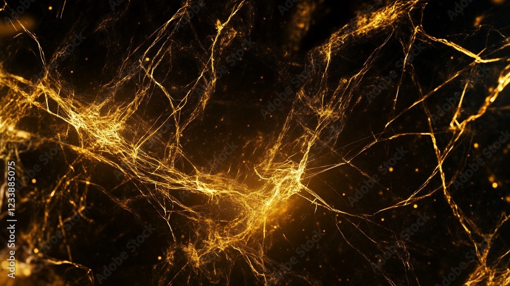 Poster abstract golden lines and dots on black background for creative design projects