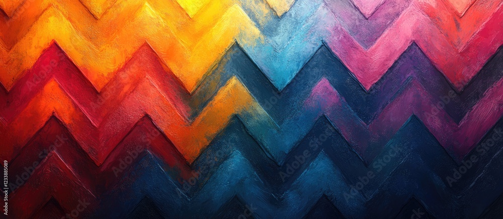 Poster colorful chevron pattern background with vibrant gradients and hues, suitable for various design app