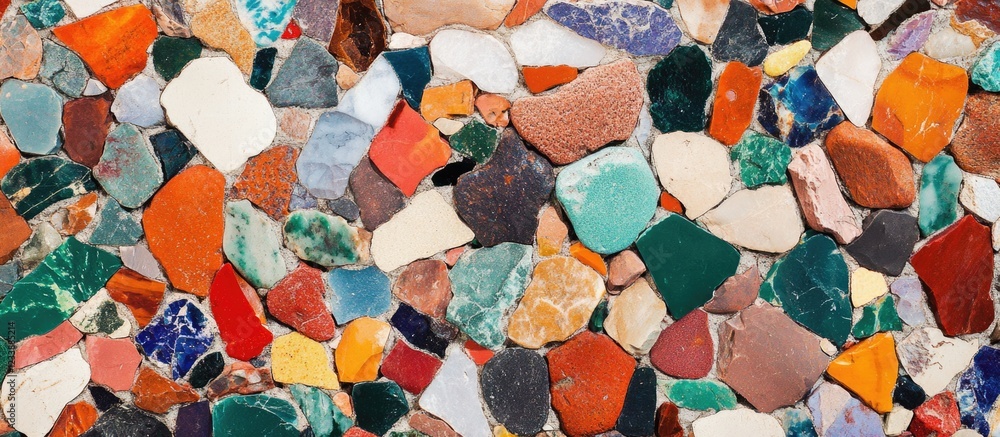 Poster colorful decorative stones background with various shapes and sizes suitable for textures and design