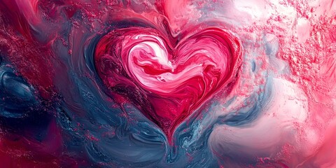 Swirling Paint Heart Romantic Liquid Motion Abstract Art