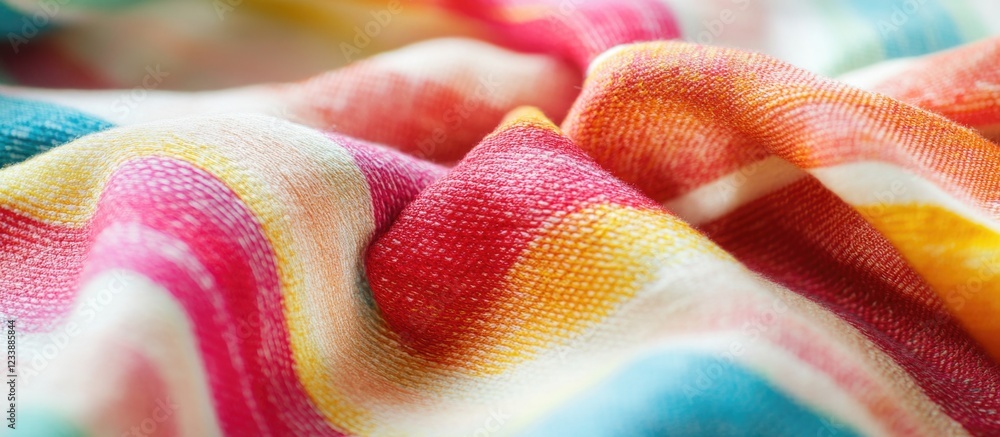 Poster colorful abstract fabric texture with soft waves and vibrant stripes ideal for backgrounds and texti