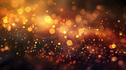 Fototapeta premium Abstract background with shimmering golden and orange bokeh lights.