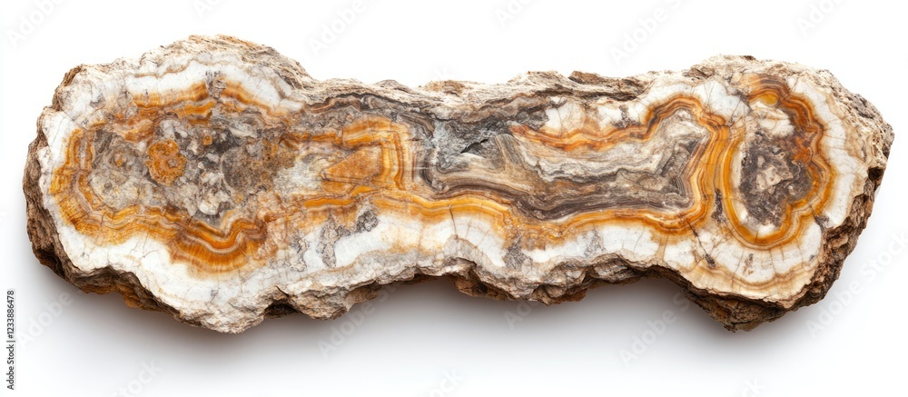 Poster polished agate slab with intricate banding pattern and earthy colors viewed from above