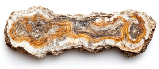 Fototapeta premium Polished agate slab with intricate banding pattern and earthy colors viewed from above