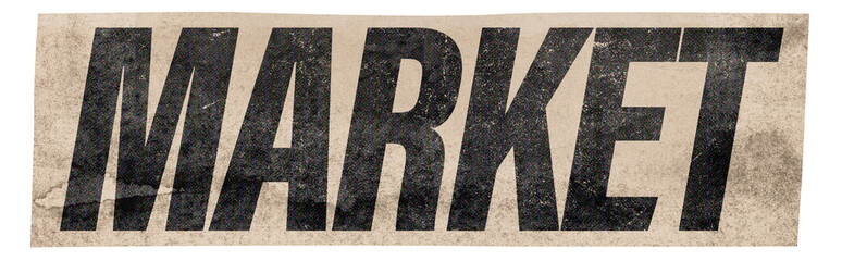 Market Text klipping cut out paper collage