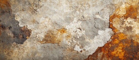 Fototapeta premium Textured abstract background of weathered concrete with orange and gray tones suitable for various design applications Copy Space
