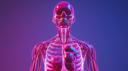 Transparent Human Anatomy with Neon Lighting Effects