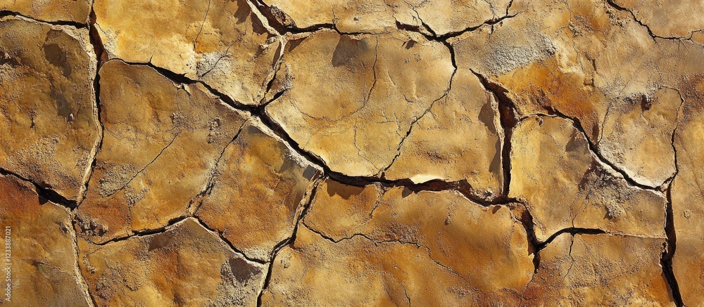 Poster cracked earthy texture background with shades of brown and yellow featuring natural stone patterns a