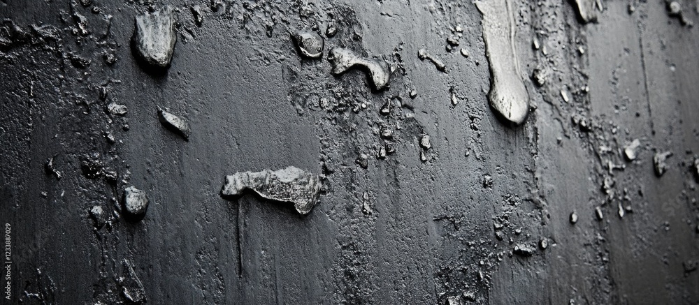Poster close-up of water droplets on a dark textured surface with copy space for text placement