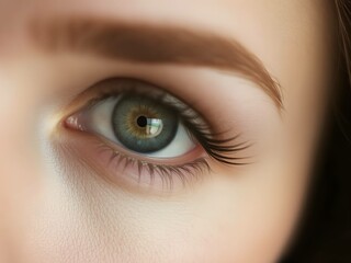 Fototapeta premium Close up of image showcasing the beautiful green eyes of a woman