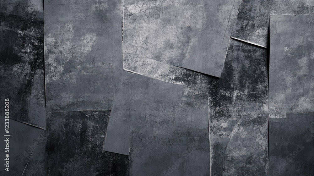 Poster dark textured concrete wall with uneven patches and layers of gray tones suitable for backgrounds or