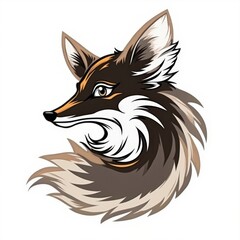 Obraz premium A lifelike depiction of a fox's head, where rich browns, whites, and blacks intermingle in intricate detail. Realistic fur textures are accentuated by precise lines and curves