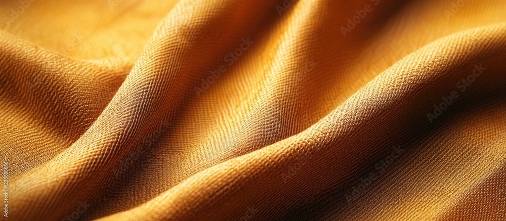 Poster textured golden fabric with folds and ripples creating an elegant background, ideal for textile or f