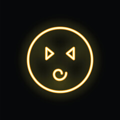 Bright yellow neon sign of an emoji showing its tongue
