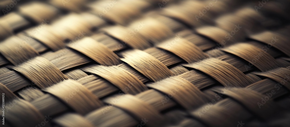 Poster woven texture of natural fibers in warm tones with copy space for design and text placement