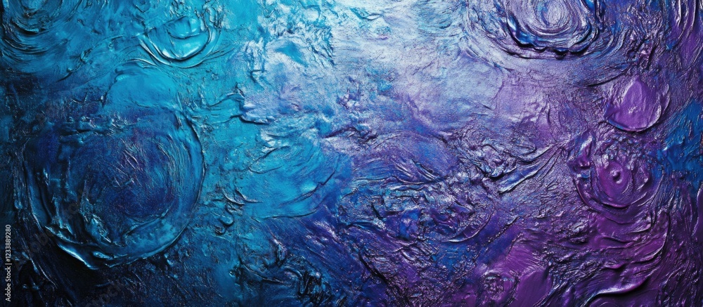 Poster abstract textured background with blue and purple hues featuring circular patterns and water-like ef