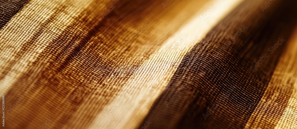 Poster close-up of textured fabric with warm brown and beige tones featuring soft folds and lines suitable 