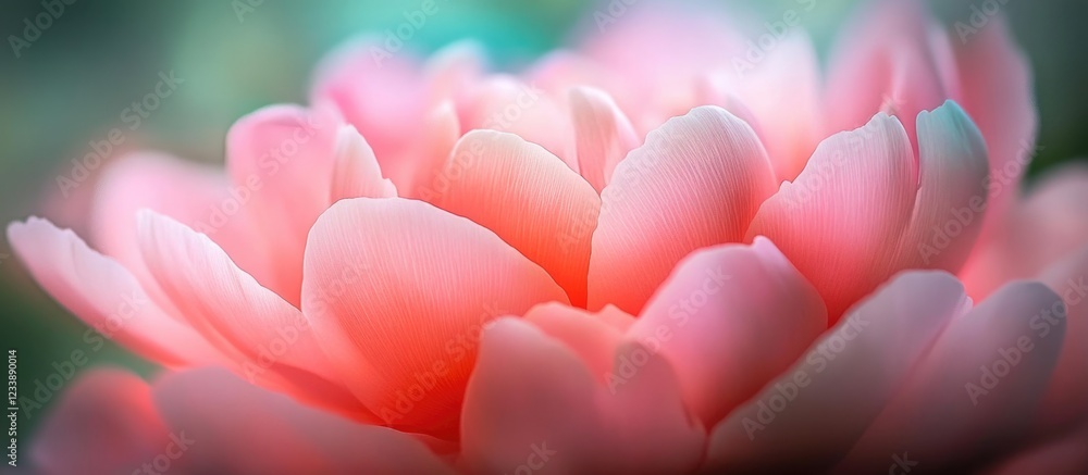 Poster close-up view of delicate pink flower petals with soft focus and gentle hues featuring copy space fo