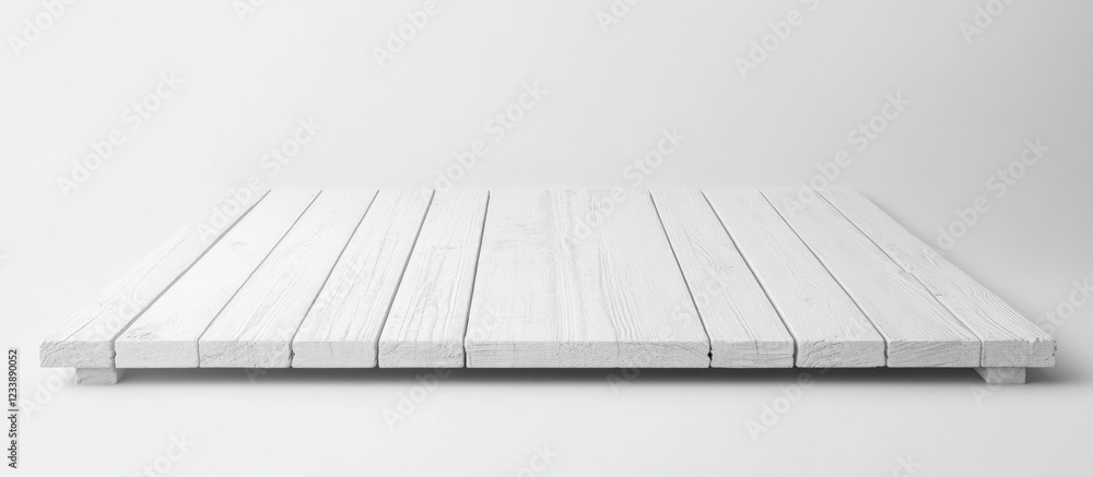 Poster white wooden platform on a clean background with ample copy space for text or graphics.