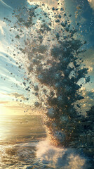 stunning conceptual art piece depicting dynamic transformation of elements in surreal landscape