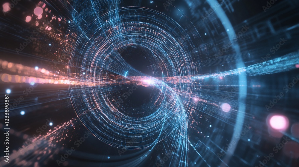 Poster abstract futuristic technology background with glowing lines and circles