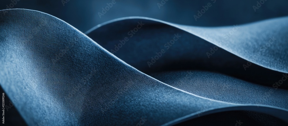 Poster smooth flowing blue fabric texture with soft waves and curves