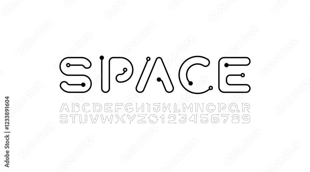 Canvas Prints digital alphabet font, letters and numbers made in circuit style, vector illustration 10eps