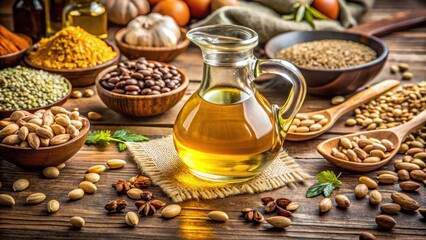 Freshly squeezed vegetable oil extracted from various seeds and nuts for cooking or culinary purposes