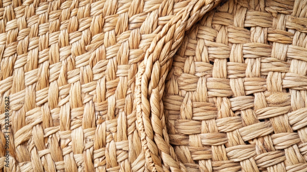 Poster woven natural fiber basket texture with intricate patterns and warm tones suitable for background an