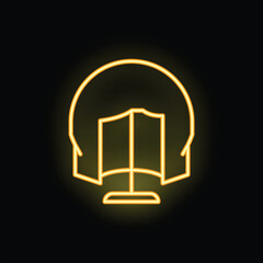 Yellow glowing neon icon of a dressing screen on a black background, ideal for beauty, fashion, or interior design projects