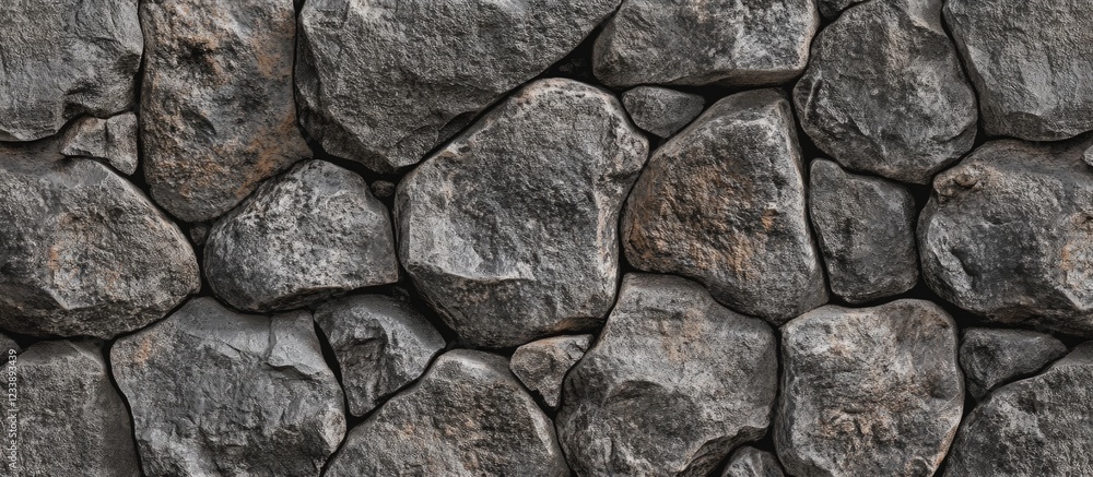 Aufkleber textured stone wall background with irregularly shaped rocks in dark gray tones suitable for various