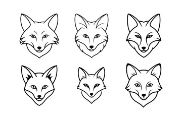 Arctic Fox (Vulpes lagopus) animal design, labeled line art vector art illustration.