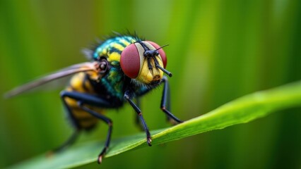 Fototapeta premium A detailed view of a cleg fly, capturing its legs and wings.