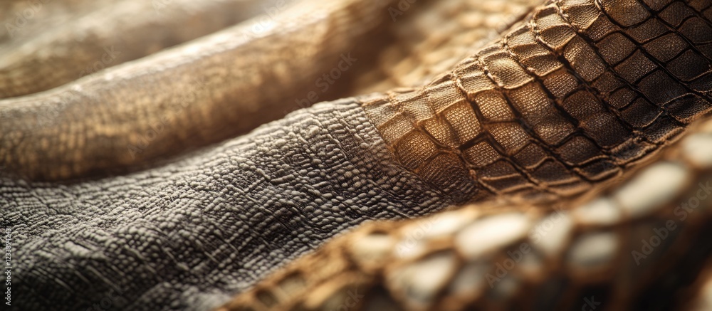 Aufkleber textured close-up of luxurious fabric with reptile skin pattern in warm tones showcasing intricate d